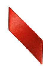 red ribbon at an angle, in isolation