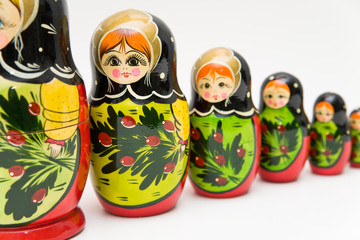 russian matryoshka doll on white background