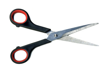 Black scissors isolated on white background