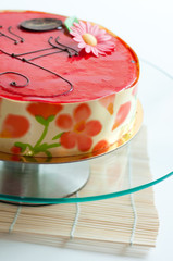 Fruit cream cake isolated