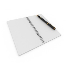 Notebook and pen on a white background