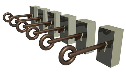 Series of keys and locks