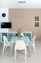 Dining room with TV