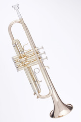 Gold Trumpet Isolated Against White