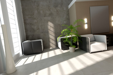 modern drawing room,3d rendering