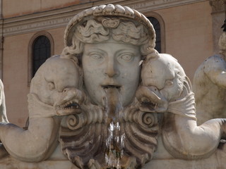 Detail of the Moro fountain in Piazza Navona, Rome