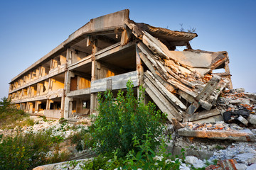 After a natural disaster - ruined buildings