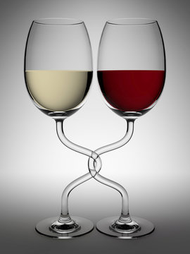 Verres de vin rouge et blanc 2