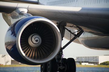 Jet engine of airplane