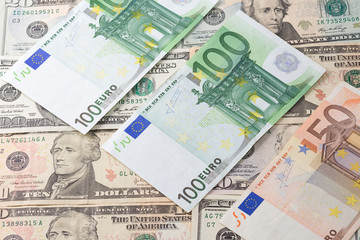 Fototapeta na wymiar dollar's and euro's background