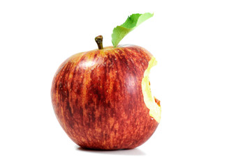 Red apple with bite