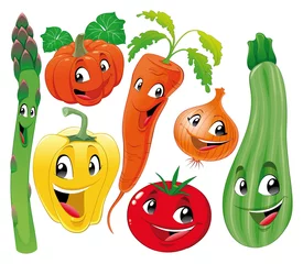 Fotobehang Vegetable family. Funny cartoon and vector characters. © ddraw