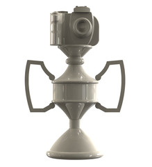 3d render of porcelain DSLR camera trophy or cup
