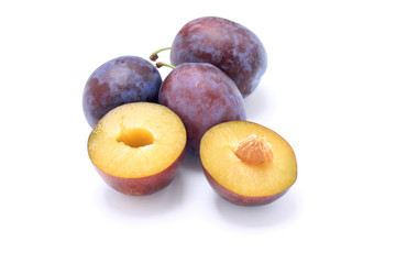 Beautiful issolated plum on white background