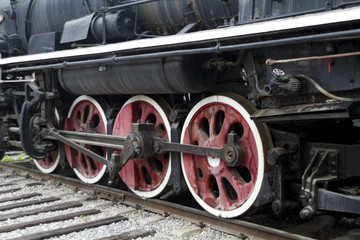 Fototapeta na wymiar steam locomotive wheels