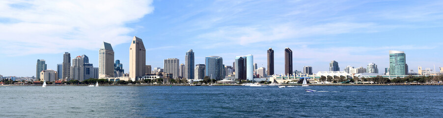 San Diego Skyline Downtown Panorama - obrazy, fototapety, plakaty