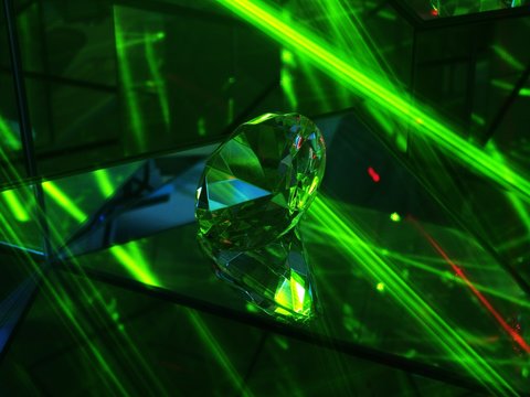 Diamond in green laserlight