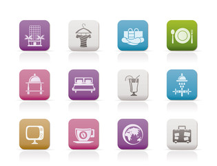 Hotel, motel and holidays icons - vector icon set