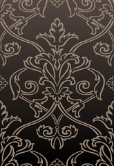 Dark Brown tone Damask style wallpaper Pattern background