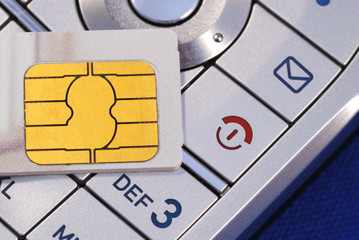 Cellphone with a SIM card concepts of wireless communication