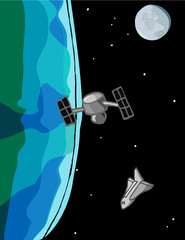 Naklejka premium Space Shuttle Scene