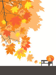 Naklejka na ściany i meble Romantic autumn, landscape, vector illustration.