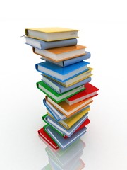Pile of books isolated on white background