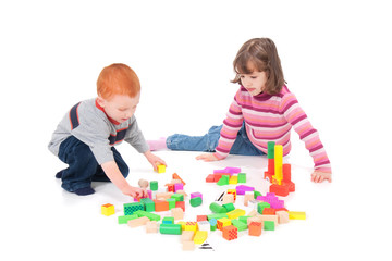 Kids playing with blocks