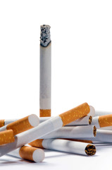 Cigarettes on a white background