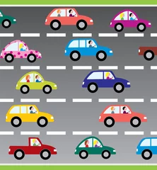 Poster Course de voitures voitures de vecteur sur la route