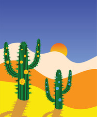 vector cactus in desert
