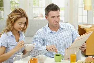 Breakfast and newspaper