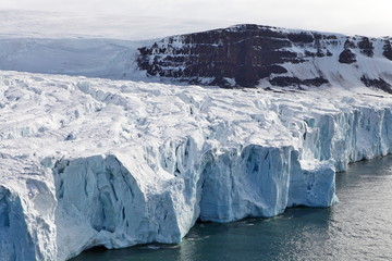 Aerial View of Glaciers (flowing into Arctic Ocean)