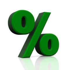 3D Prozent Symbol Grün Schwarz