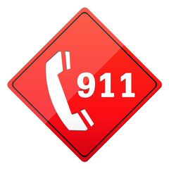 dial 911, emergency sign, red button