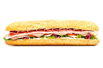 Fresh meat feast salad baguette sub sandwich