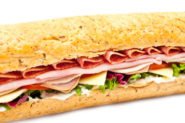 Fresh meat feast salad baguette sub sandwich