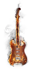 Fotobehang Vlam brandende gitaar