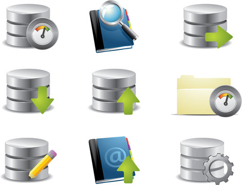 Vector database and catalog icon set