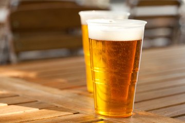 beer standing on a wooden table