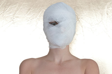 beautiful woman with bandage