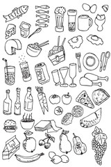 hand draw food icon collection