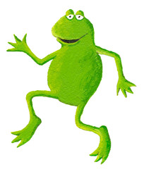 Funny frog dancing on the left