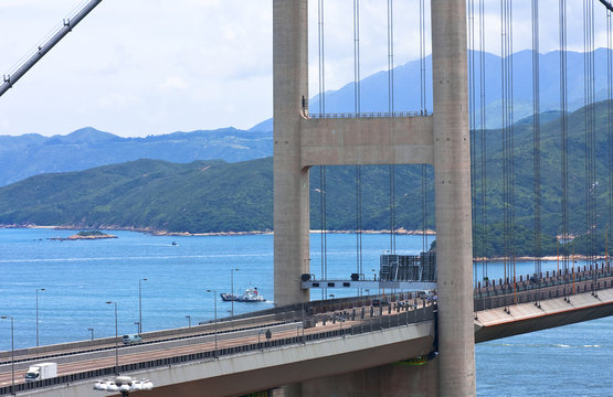 Fototapeta Tsing Ma Bridge in Hong Kong.