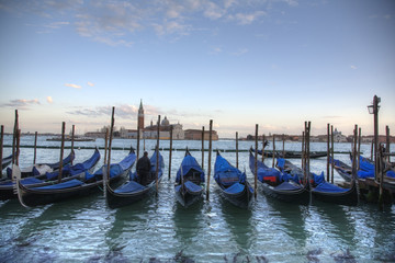 Venice Gondolas at Sunset