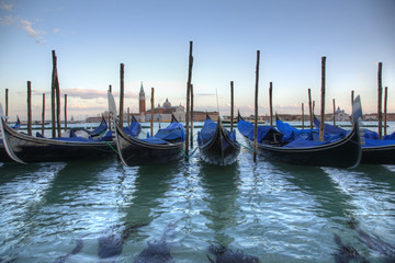 Naklejka premium Venice Gondolas at Sunset