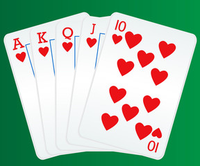 Royal flush poker cards