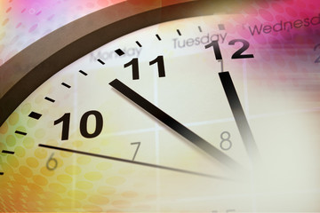 Fototapeta na wymiar Clock face and calendar
