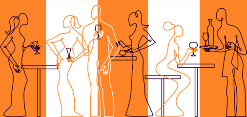 Invitation to cocktail party bar silhouette