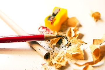 isolated of pencils and sharpener